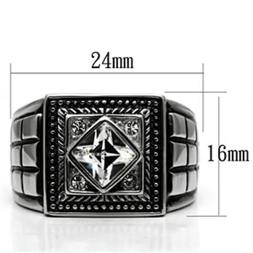 High polished (no plating) Stainless Steel Ring with Top Grade Crystal in Clear for Women Style TK589