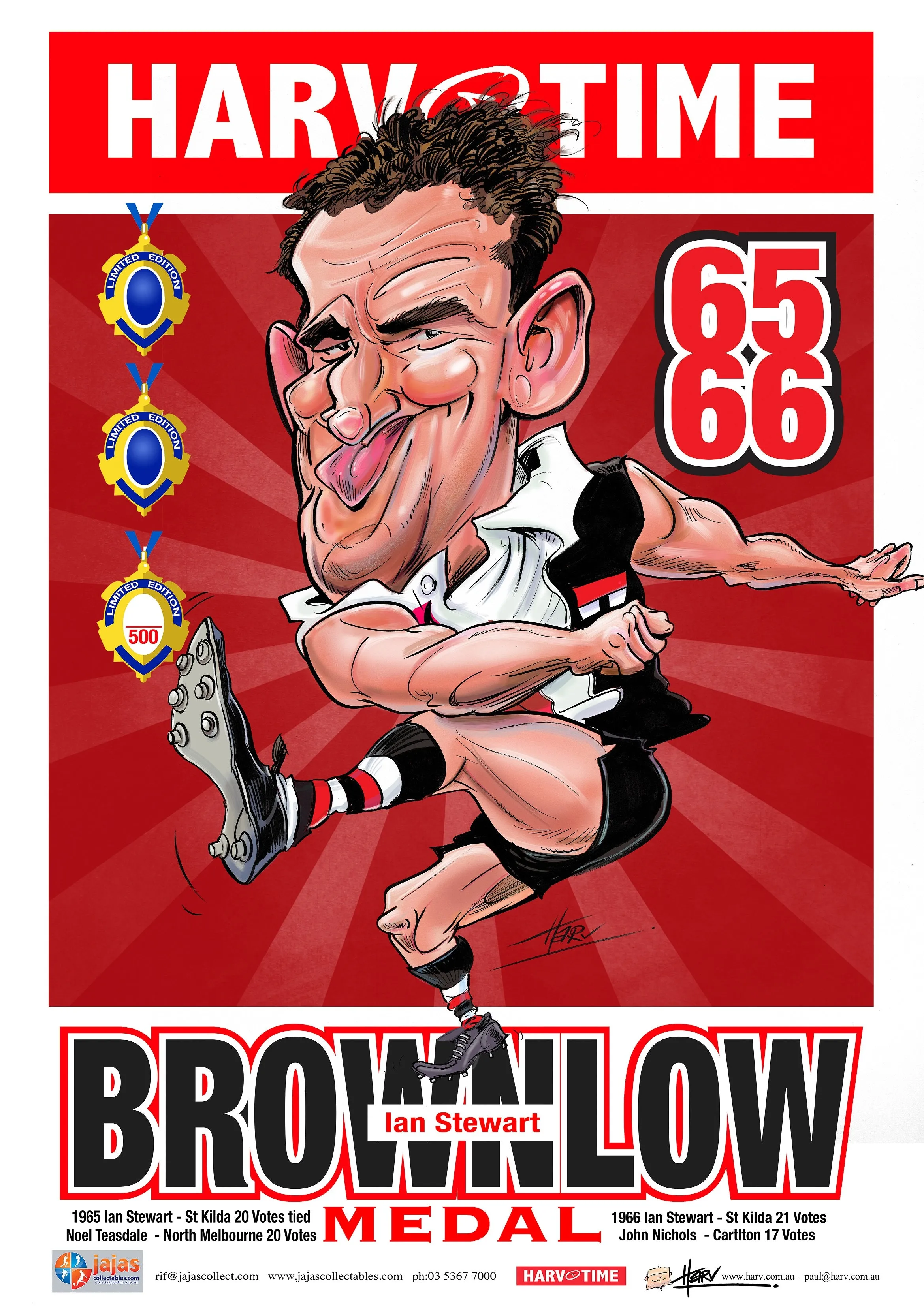 Ian Stewart, 1965-66 Brownlow Medallist, Harv Time Poster