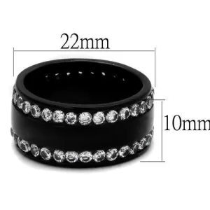 IP Black(Ion Plating) Stainless Steel Ring with AAA Grade CZ in Clear for Women Style TK2290