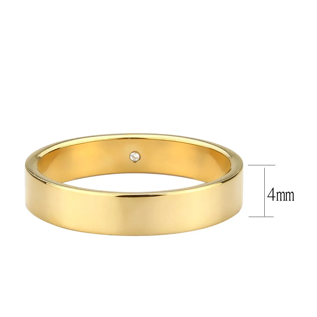 IP Gold Stainless Steel Ring with Top Grade Crystal in Clear for Women Style TK3832