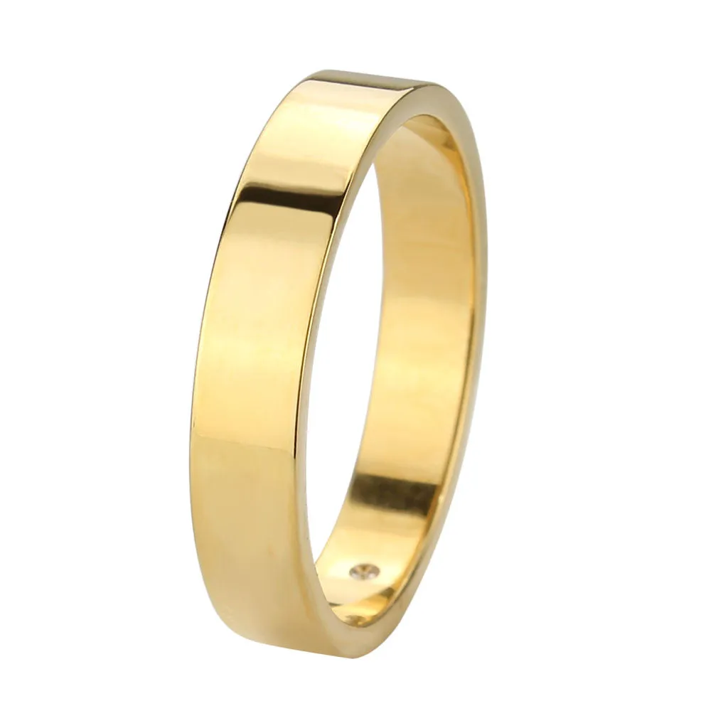 IP Gold Stainless Steel Ring with Top Grade Crystal in Clear for Women Style TK3832