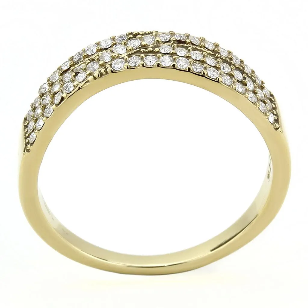 IP Gold(Ion Plating) Stainless Steel Ring with AAA Grade CZ in Clear for Women Style DA321