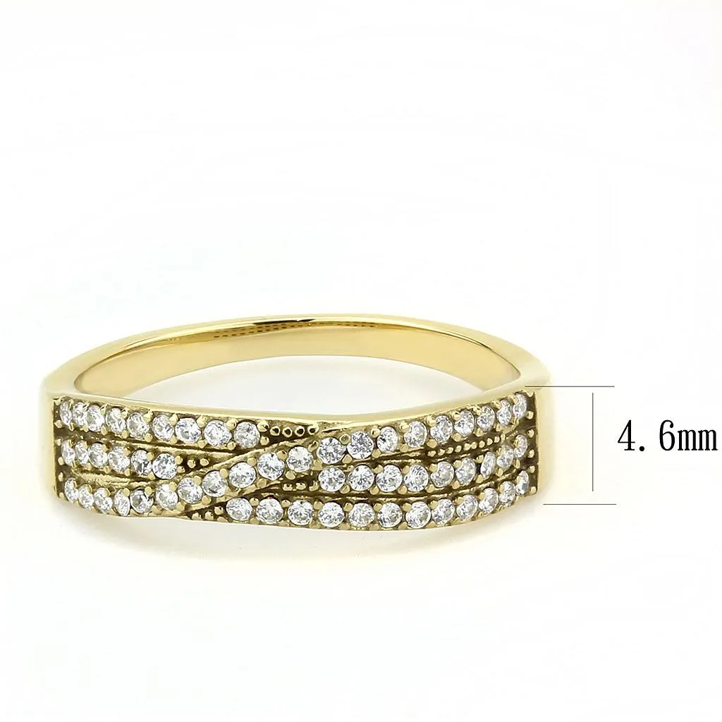 IP Gold(Ion Plating) Stainless Steel Ring with AAA Grade CZ in Clear for Women Style DA321