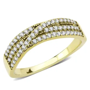 IP Gold(Ion Plating) Stainless Steel Ring with AAA Grade CZ in Clear for Women Style DA321