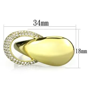 IP Gold(Ion Plating) Stainless Steel Ring with Top Grade Crystal in Clear for Women Style TK1782