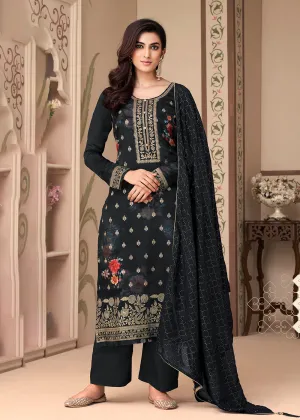 Jacquard Silk Alluring Black Digital Printed Salwar Suit