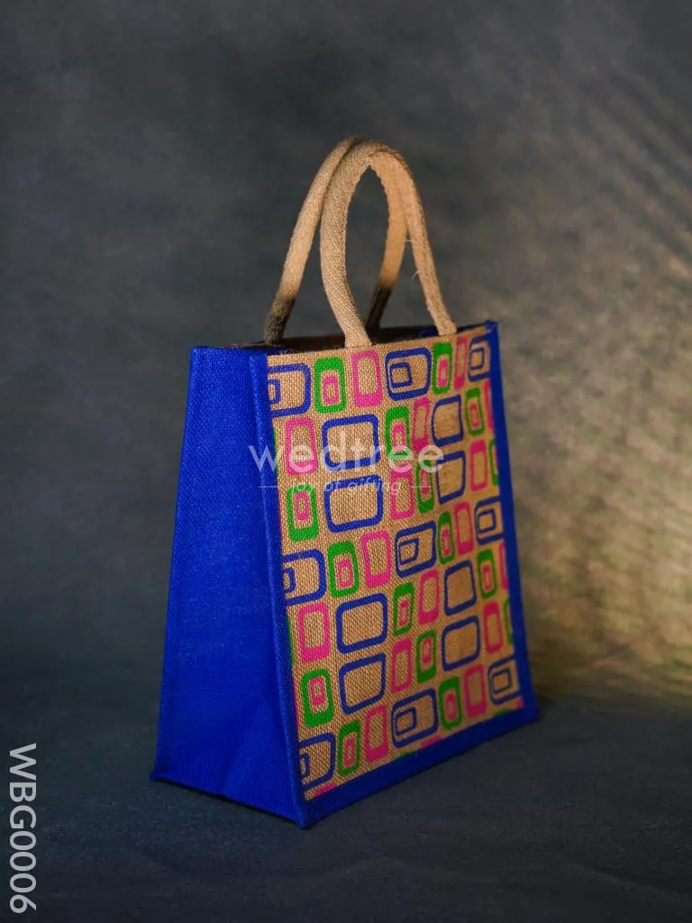 Jute bag - 3 colour box (medium) in natural color and zipper - WBG0006