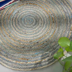 Jute Rug | Bohemian Bliss | Round | Blue | 61 x 61 cm