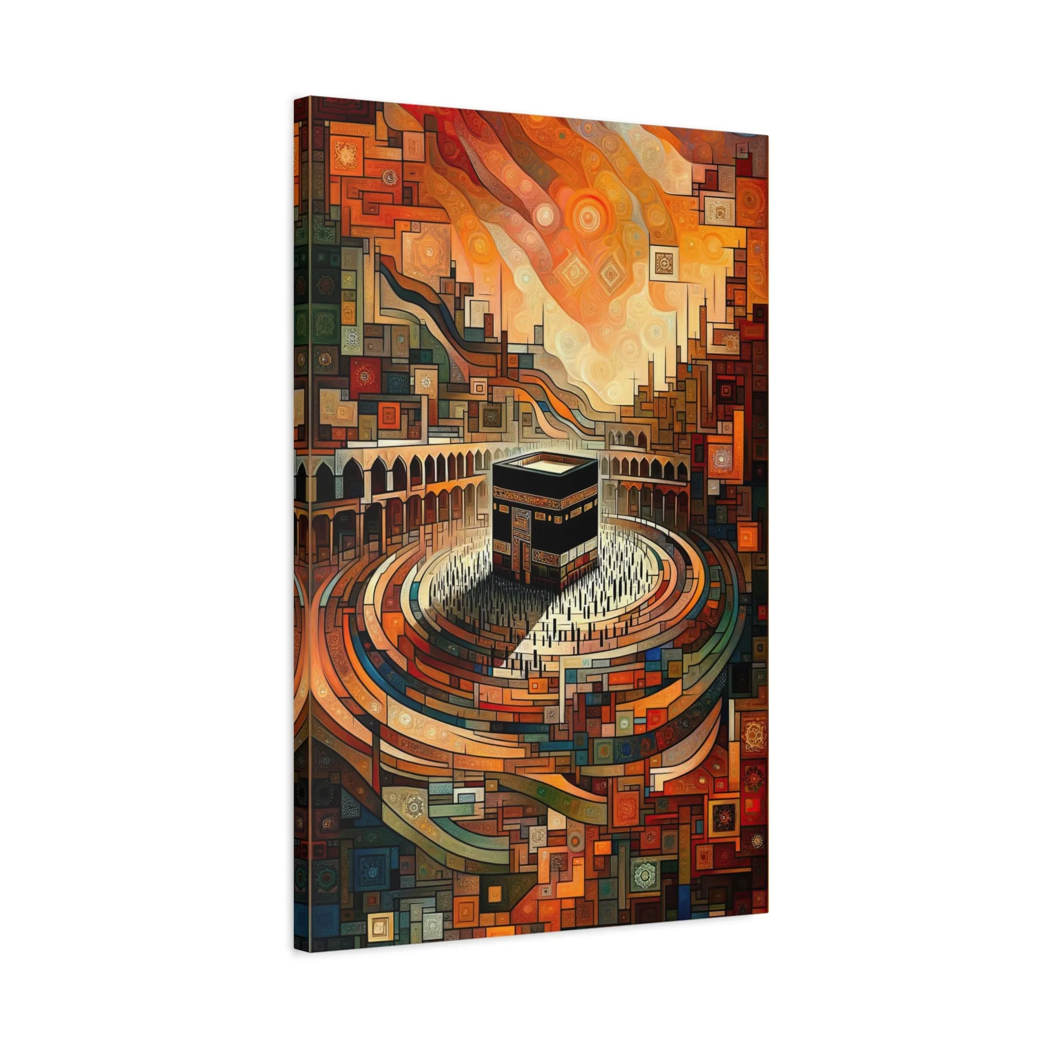 Kaaba's Kaleidoscope: Cubist Wall Art - canvas