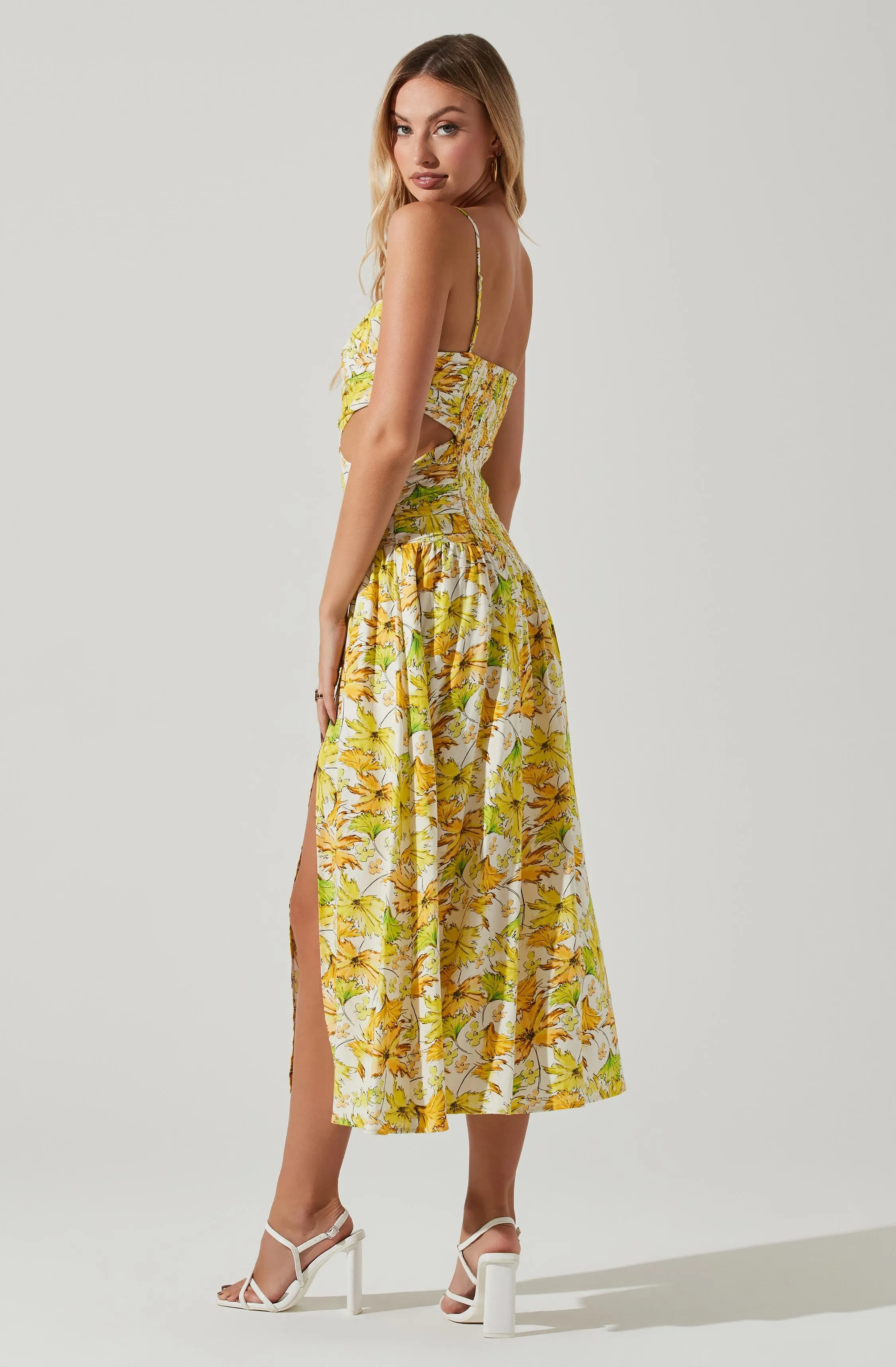 Kalina Floral Pleated Bust Midi Dress