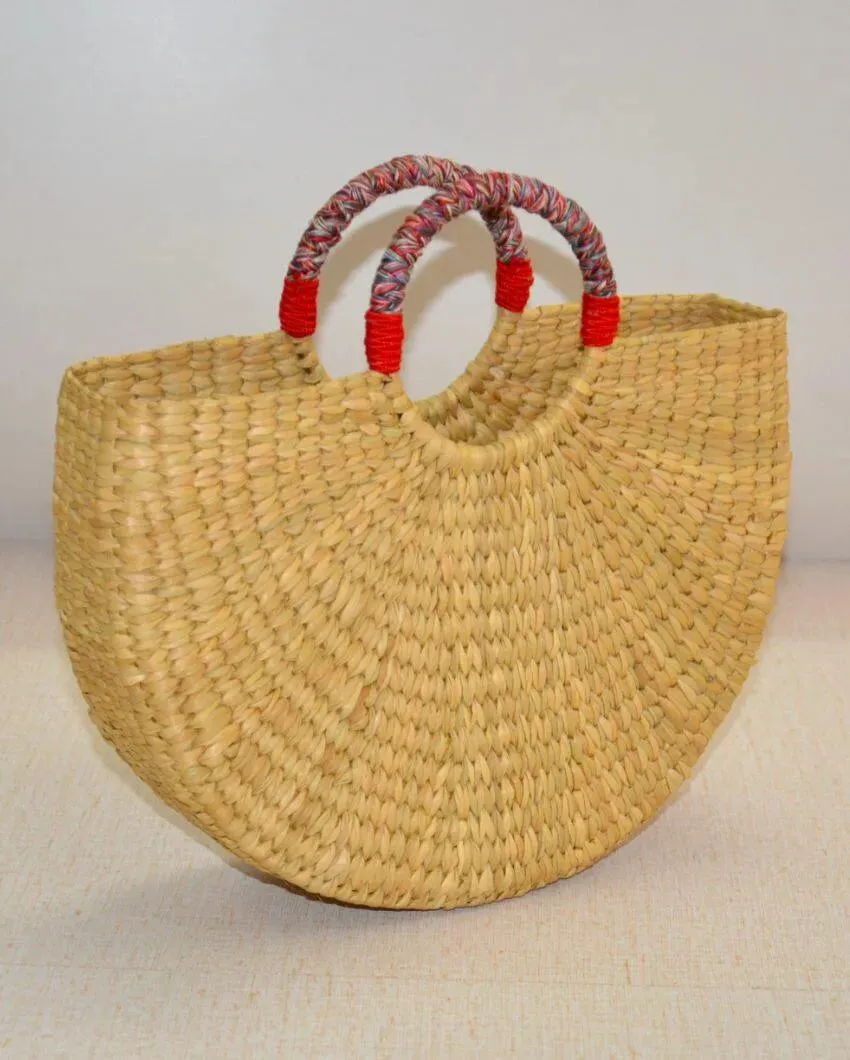 Kauna Grass Half Moon Basket Bag