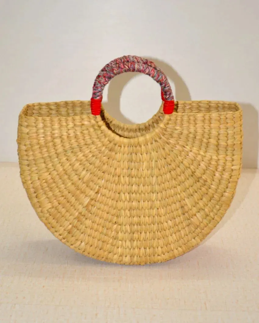 Kauna Grass Half Moon Basket Bag