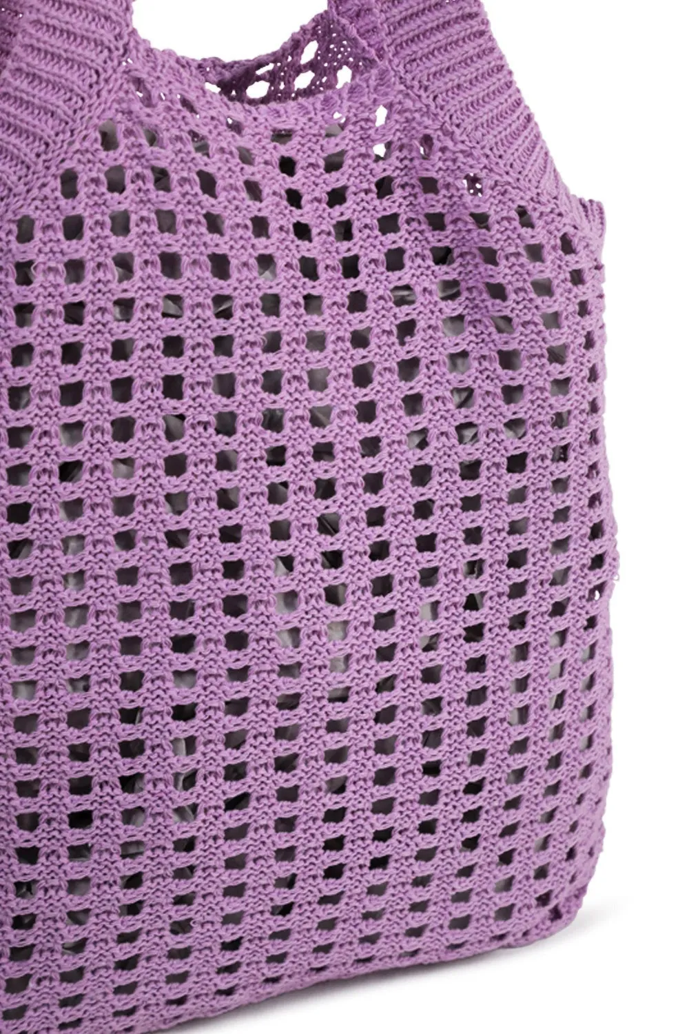 Knitted Crochet Tote in Lilac