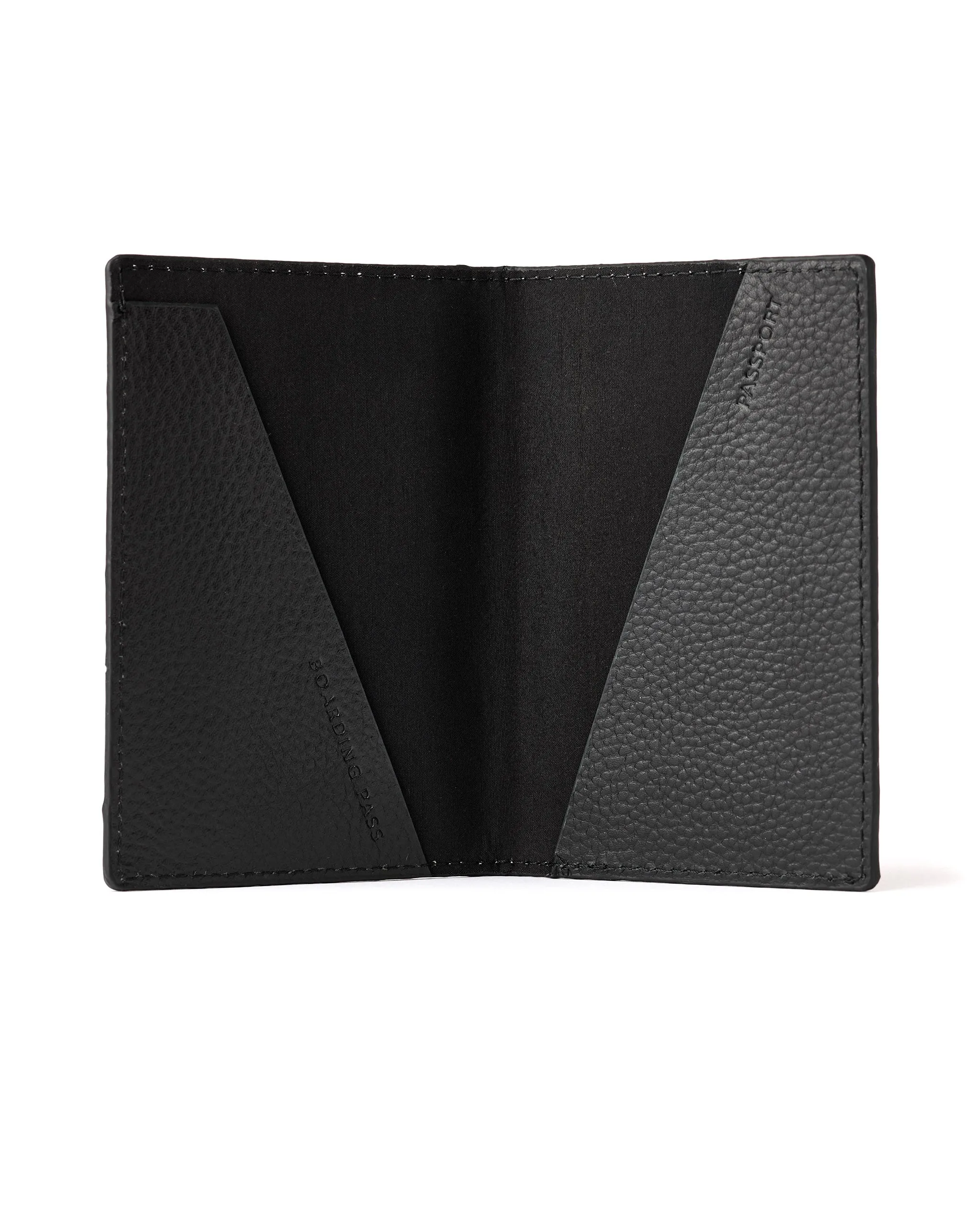 Leather Passport Holder With Gift Box Black