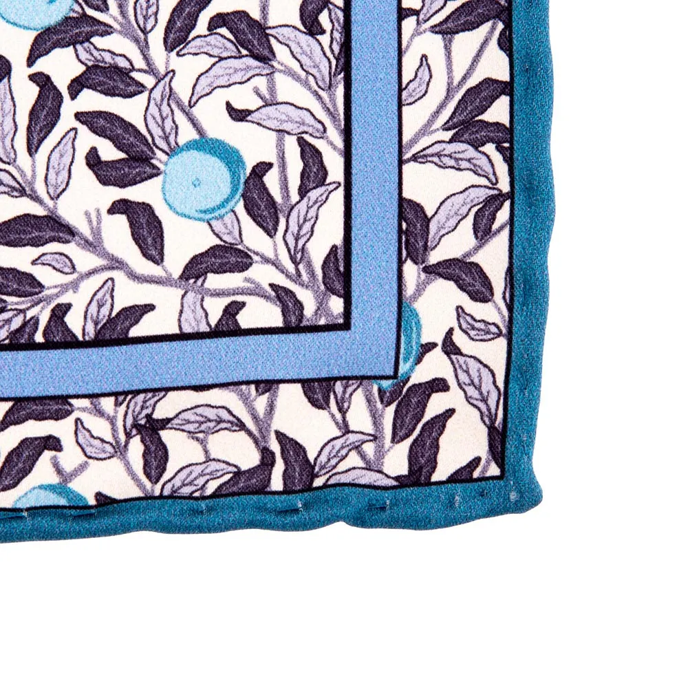 Light Blue Grey and White Birds William Morris Duchesse Silk Pocket Square