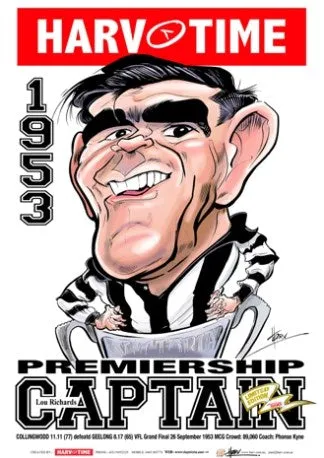 Lou Richards, 1953 Premiership Captain, Harv Time Poster