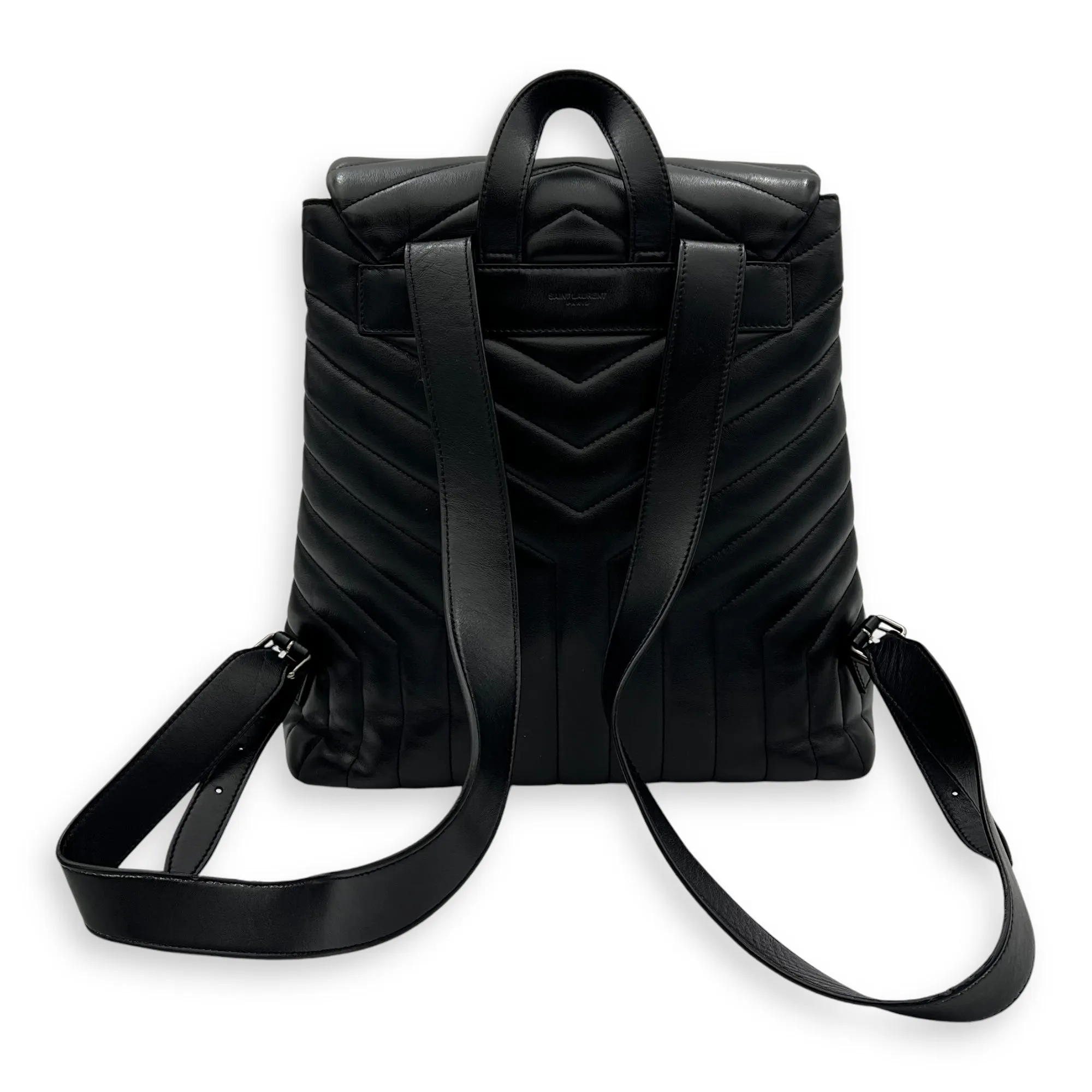 Loulou Backpack Black in Calfskin, Silver hardware