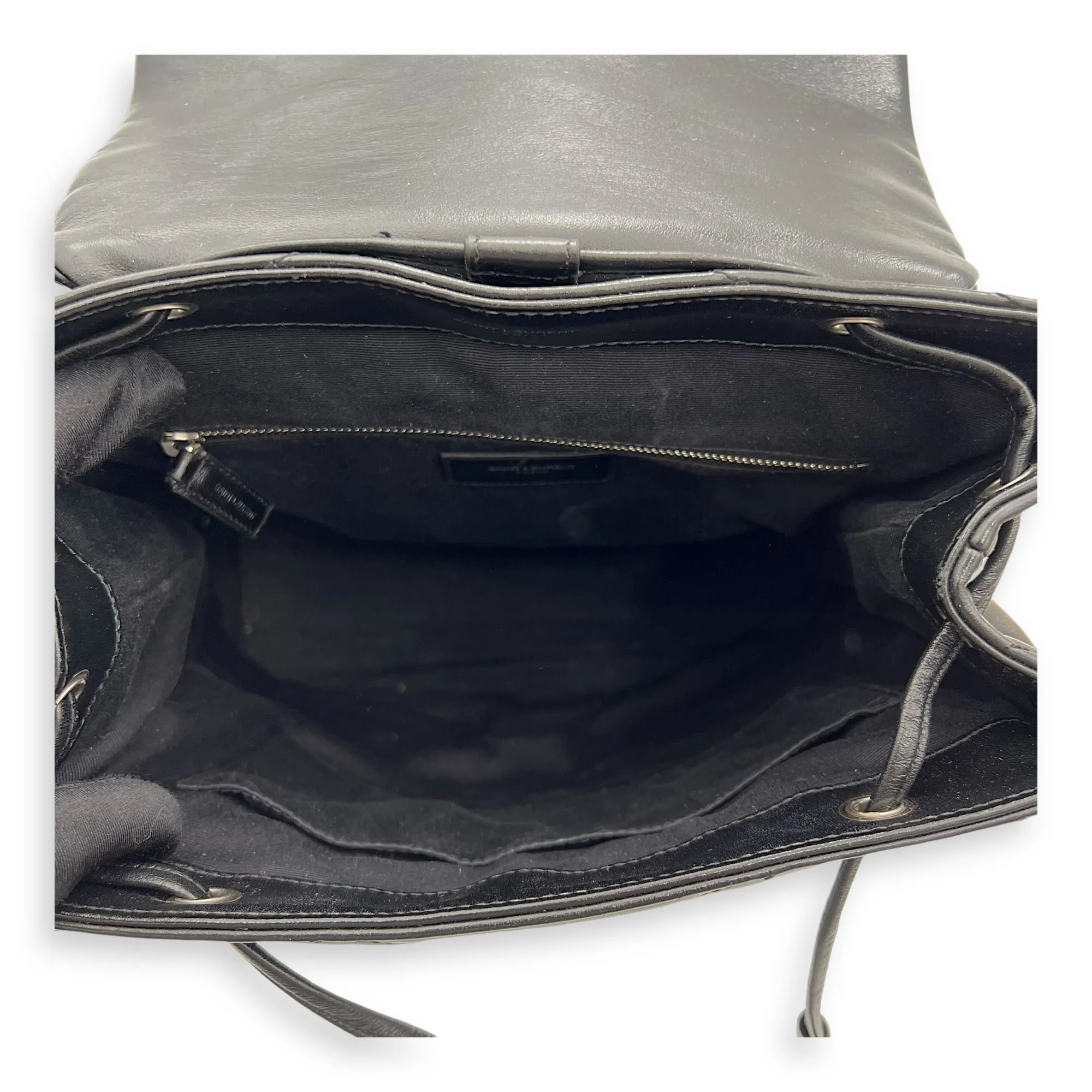 Loulou Backpack Black in Calfskin, Silver hardware