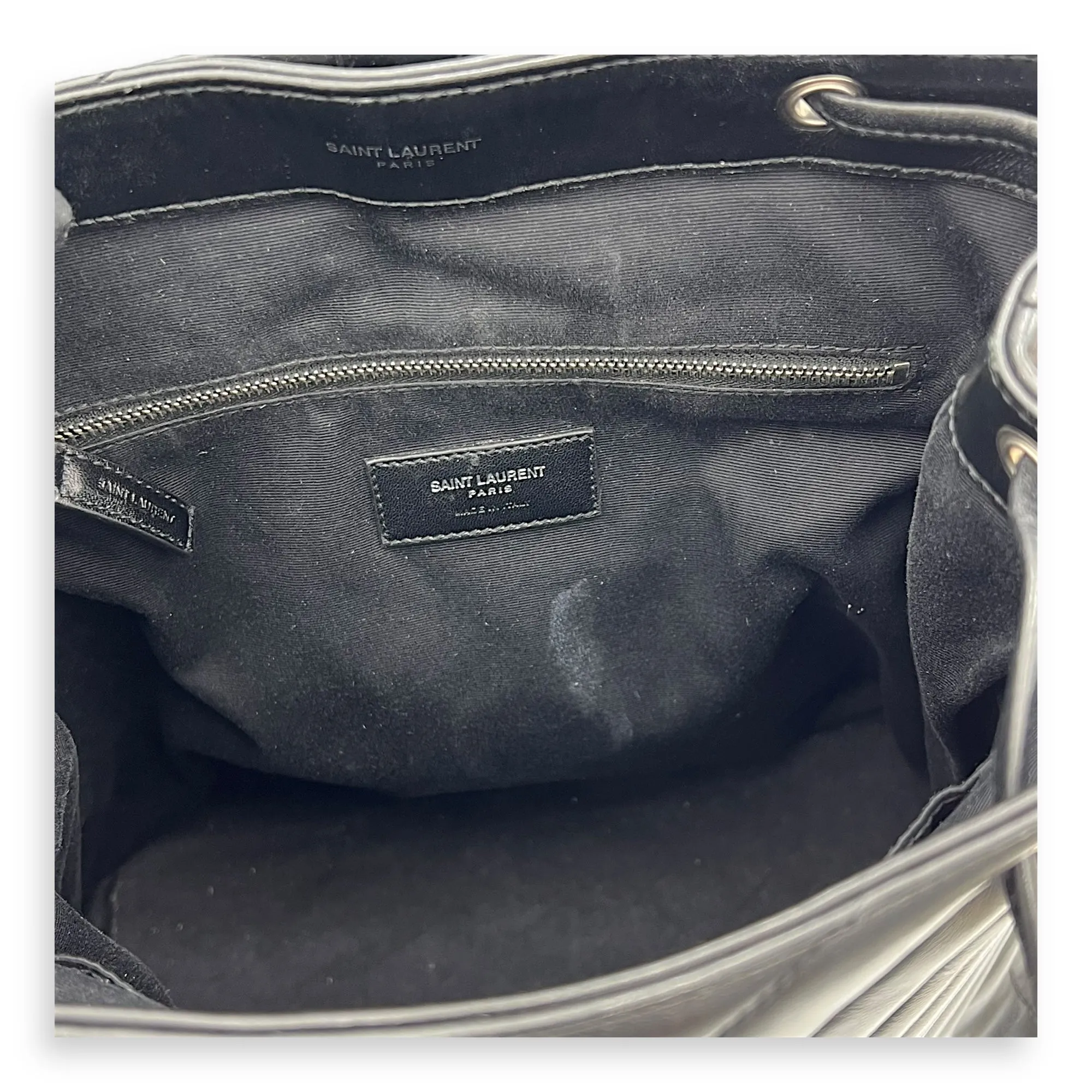 Loulou Backpack Black in Calfskin, Silver hardware