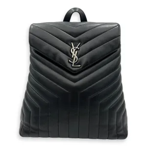 Loulou Backpack Black in Calfskin, Silver hardware