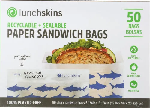 Lunchskins - Paper Sandwich Shark Bag 50 Pc - Pack of 12