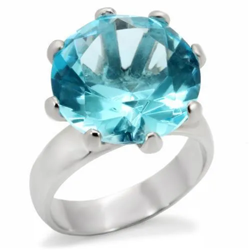 Matte Silver 925 Sterling Silver Ring with Top Grade Crystal in Sea Blue for Women Style S412504