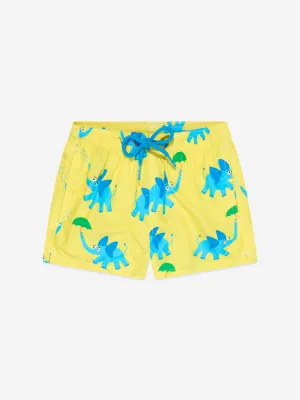 MC2 Saint Barth Boys Elephant Swim Shorts in Yellow