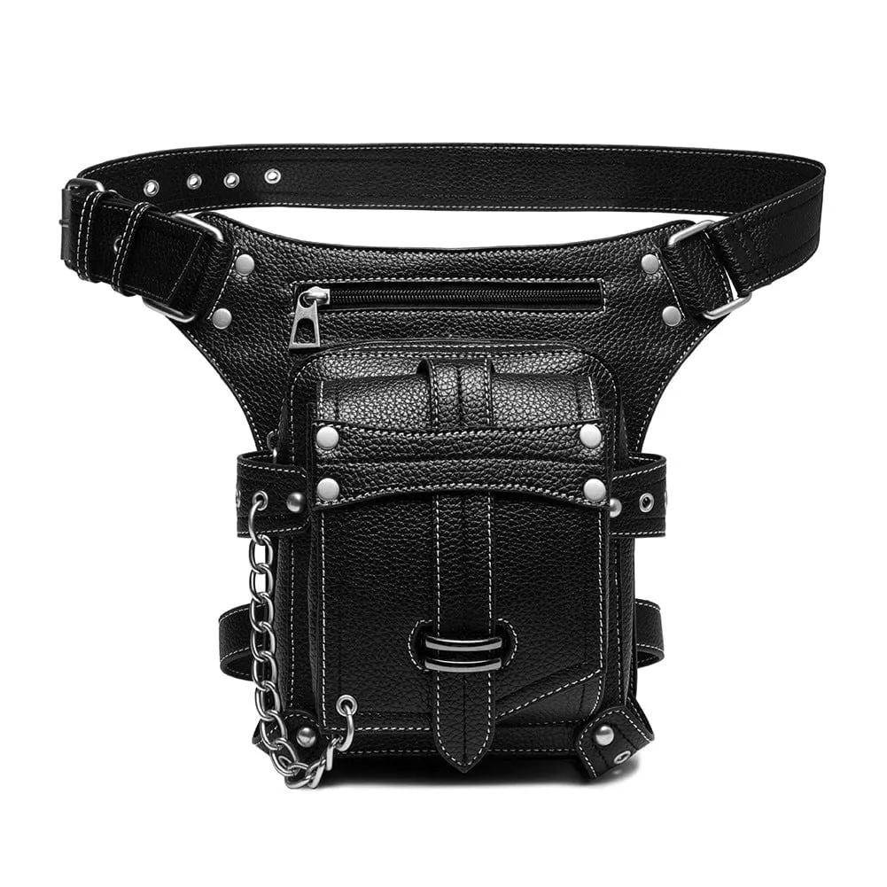 Men's Steampunk Buckles Chain Waist Bag