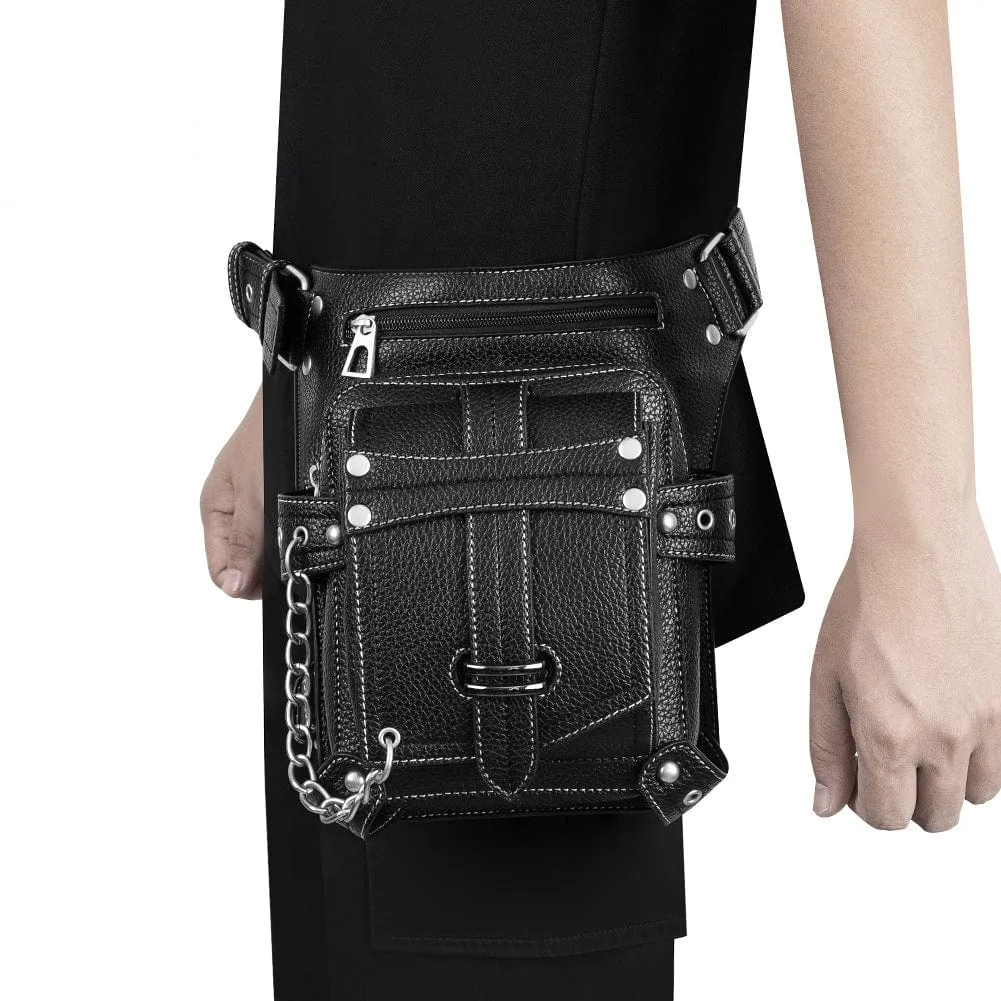 Men's Steampunk Buckles Chain Waist Bag