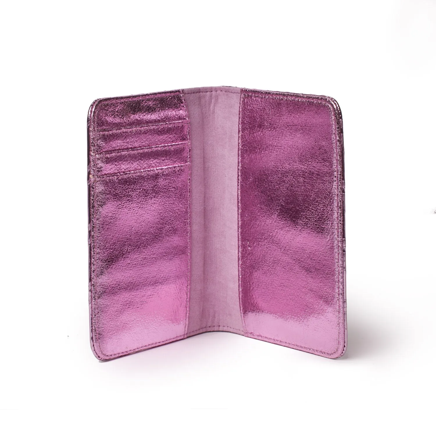 METALLIC MONOGRAM PASSPORT HOLDER - METALLIC PINK