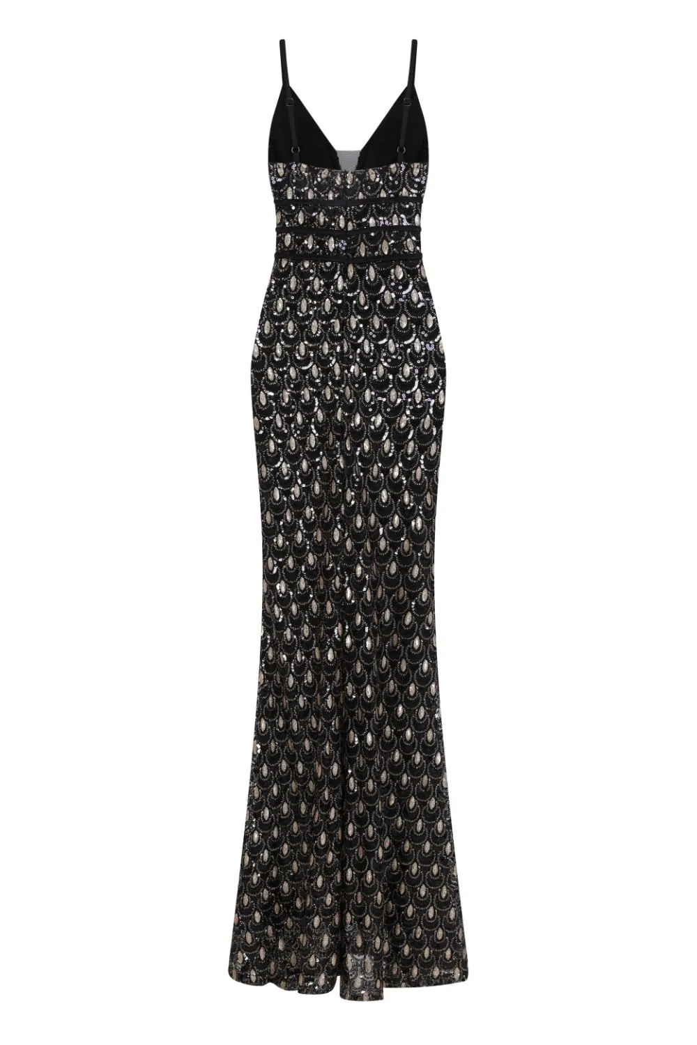 Monroe Black Gold Alluring Sequin Mermaid Maxi Dress