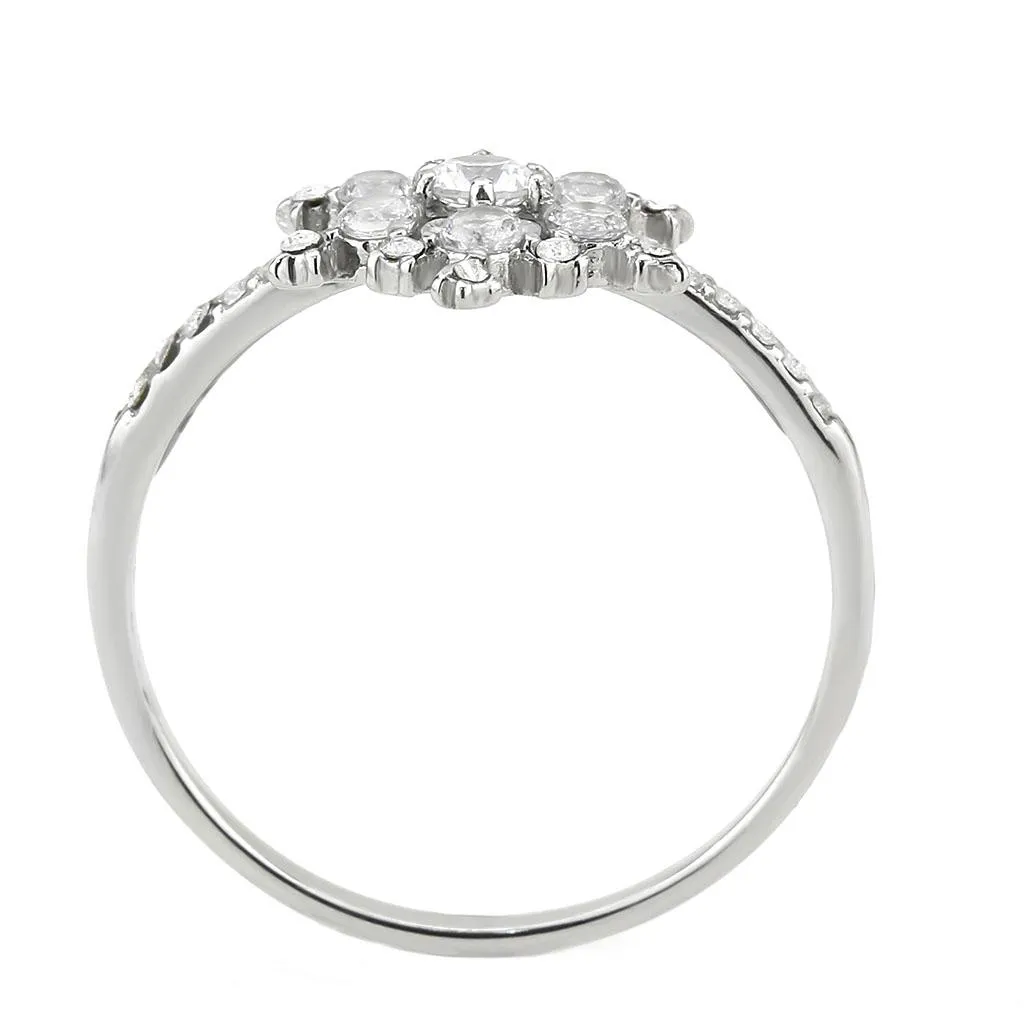 No Plating Stainless Steel Ring with AAA Grade CZ in Clear for Women Style DA317