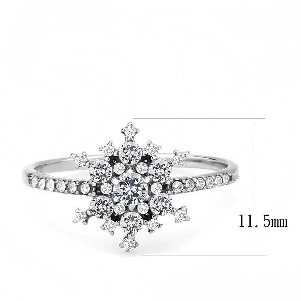 No Plating Stainless Steel Ring with AAA Grade CZ in Clear for Women Style DA317