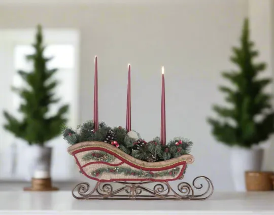 North Country Christmas Sleigh Candle Holder 28-428265