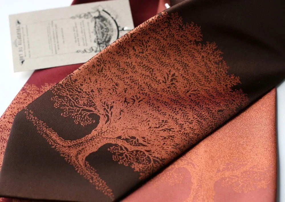 Oak Tree Silk Tie. Tree Silhouette Necktie