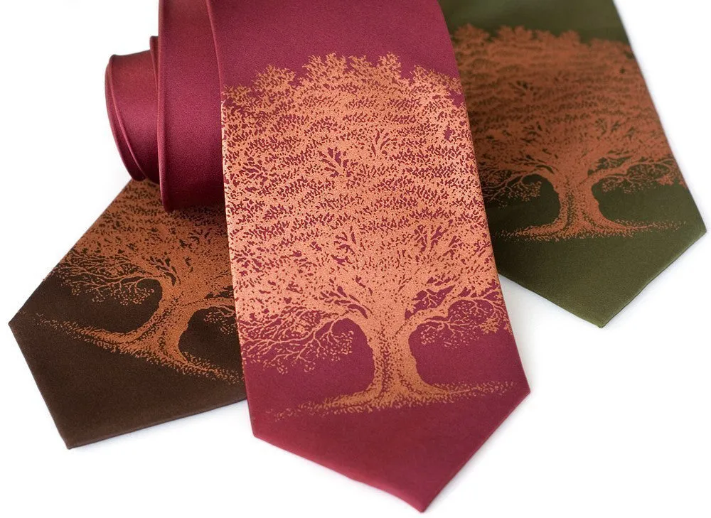 Oak Tree Silk Tie. Tree Silhouette Necktie