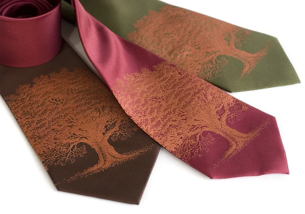 Oak Tree Silk Tie. Tree Silhouette Necktie