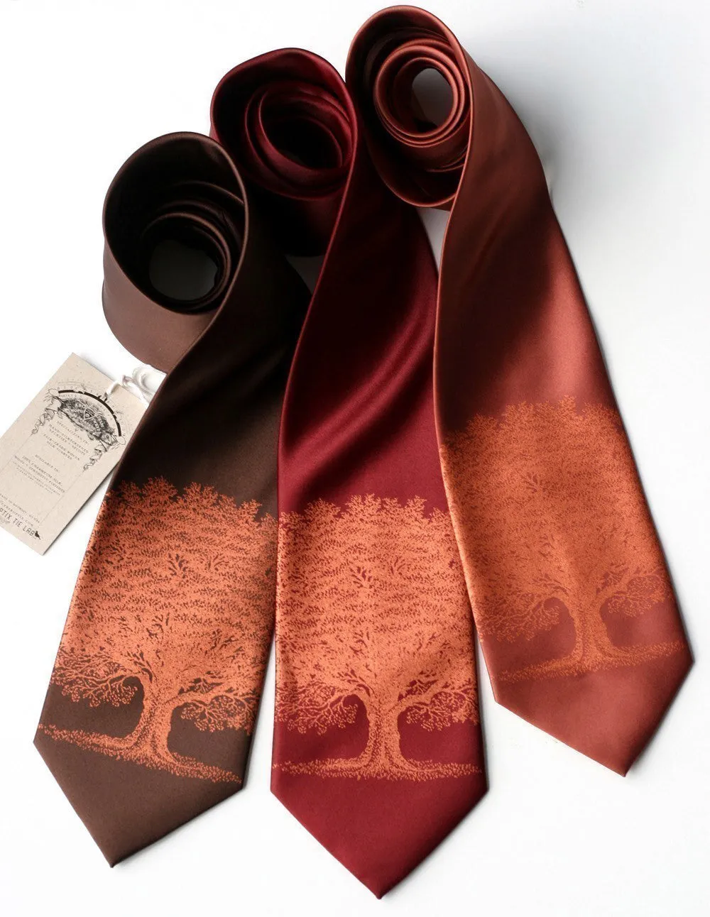 Oak Tree Silk Tie. Tree Silhouette Necktie