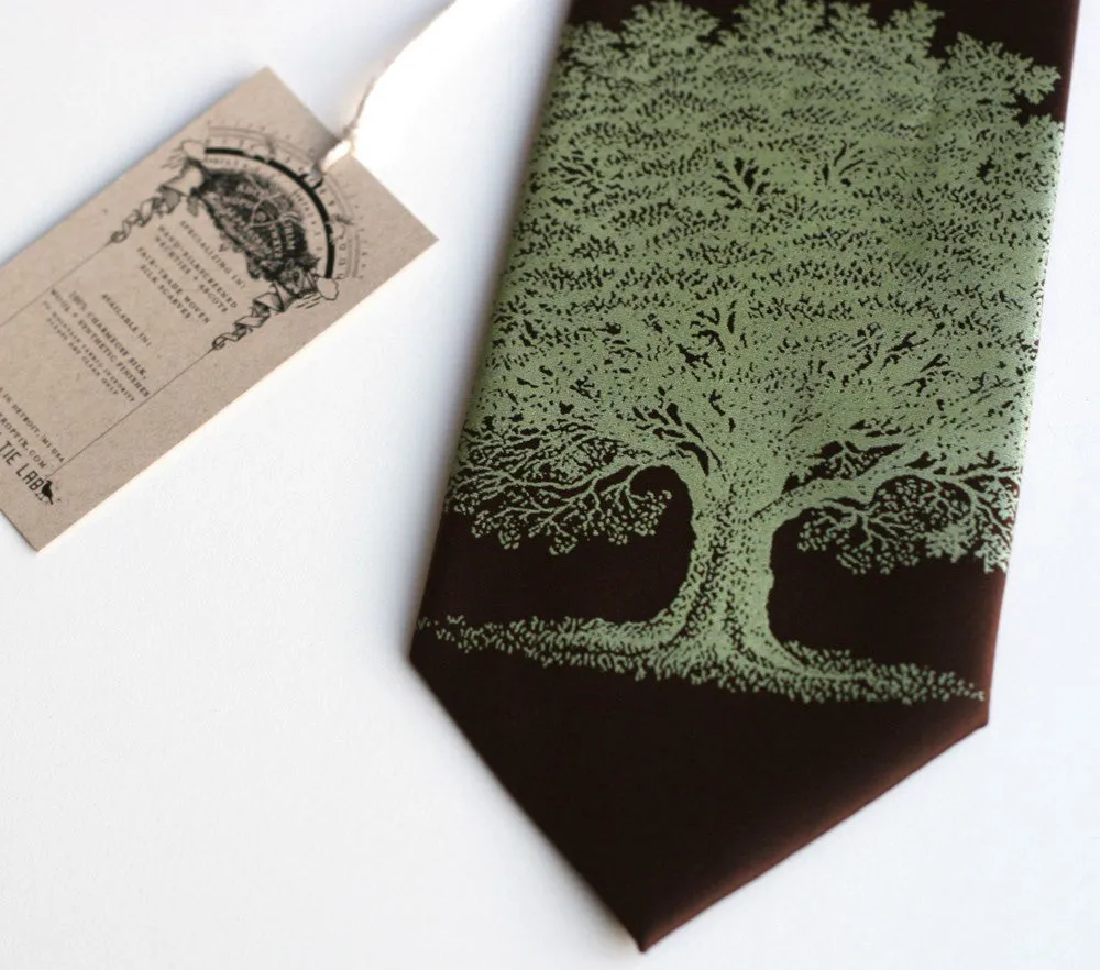 Oak Tree Silk Tie. Tree Silhouette Necktie