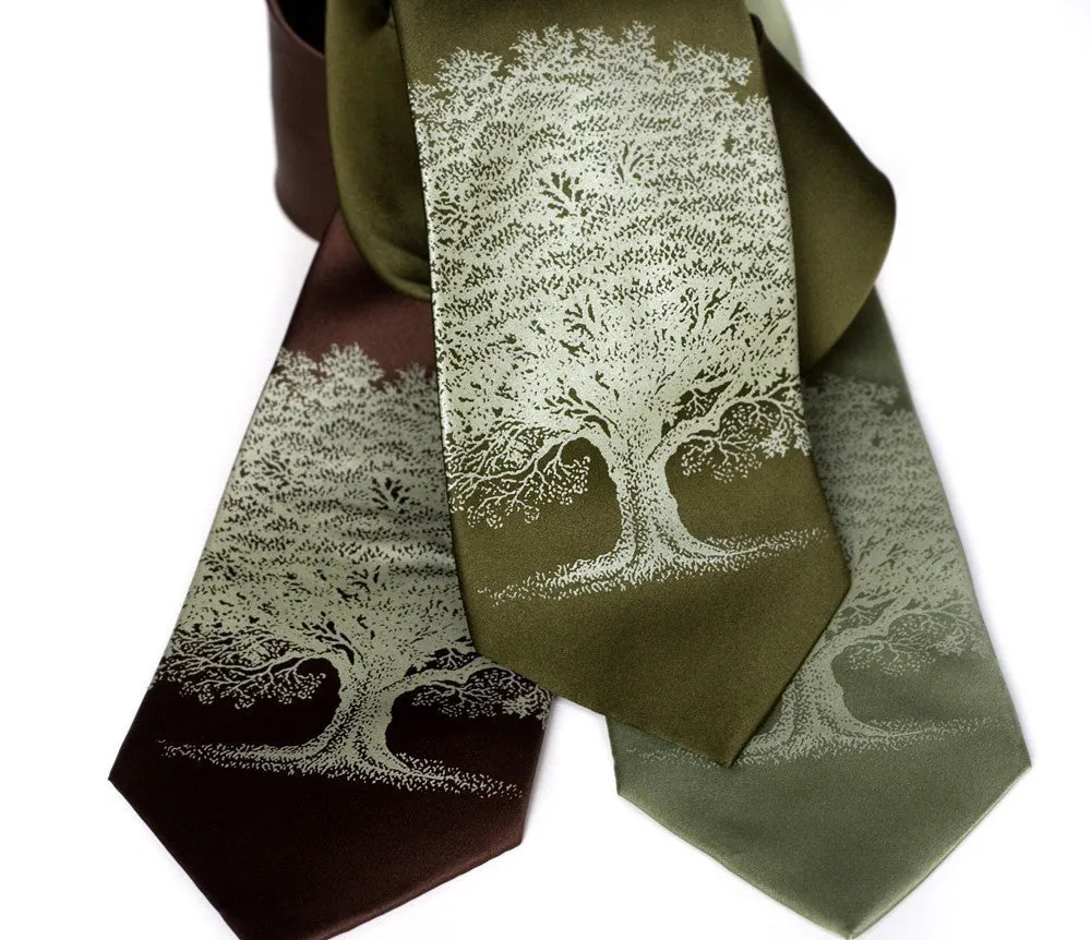 Oak Tree Silk Tie. Tree Silhouette Necktie