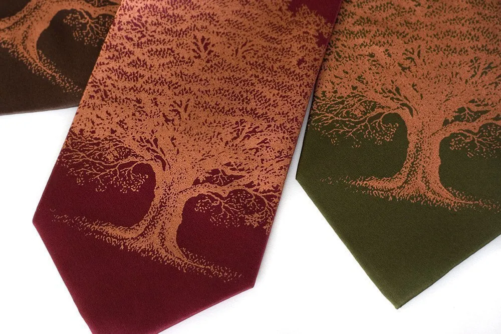 Oak Tree Silk Tie. Tree Silhouette Necktie