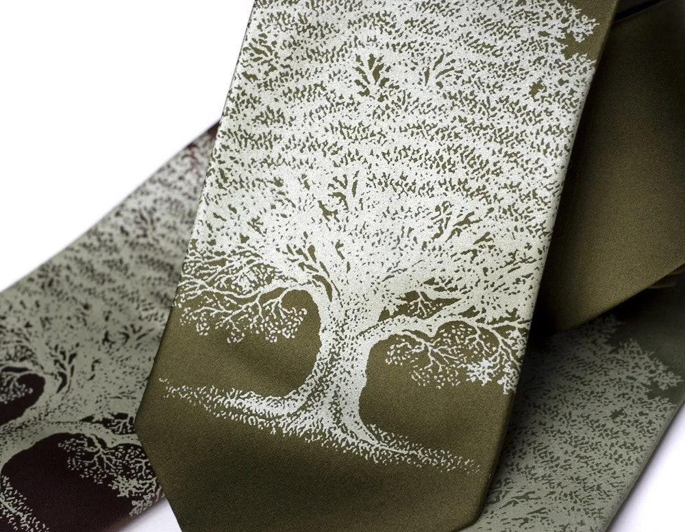 Oak Tree Silk Tie. Tree Silhouette Necktie