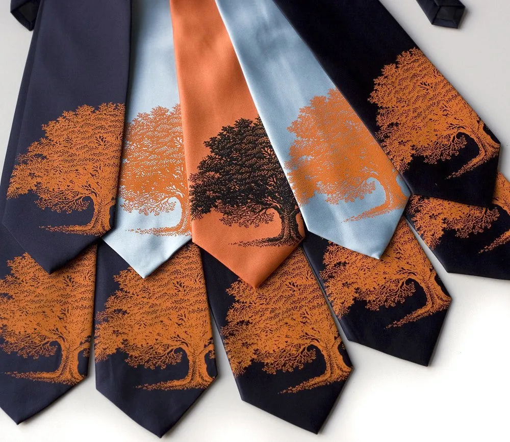 Oak Tree Silk Tie. Tree Silhouette Necktie