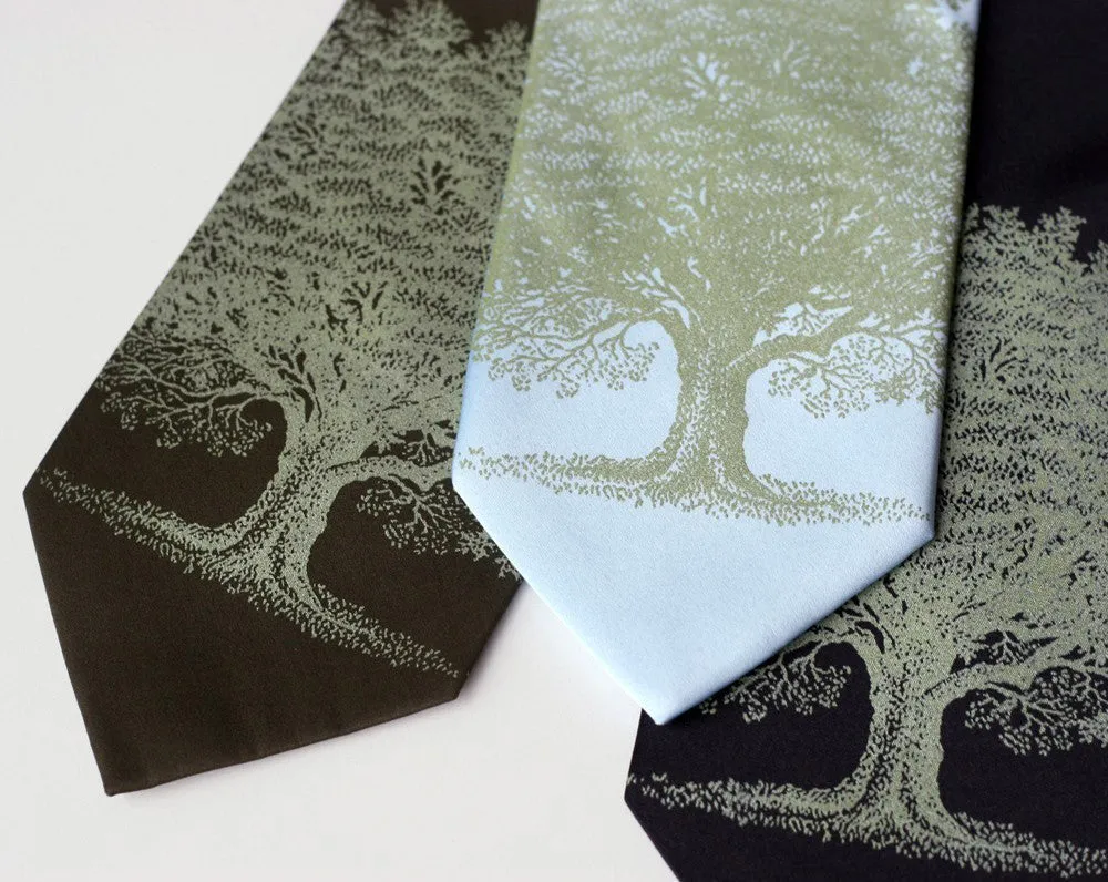 Oak Tree Silk Tie. Tree Silhouette Necktie