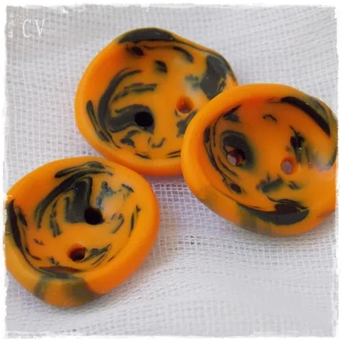 Orange & Black Artistic Buttons