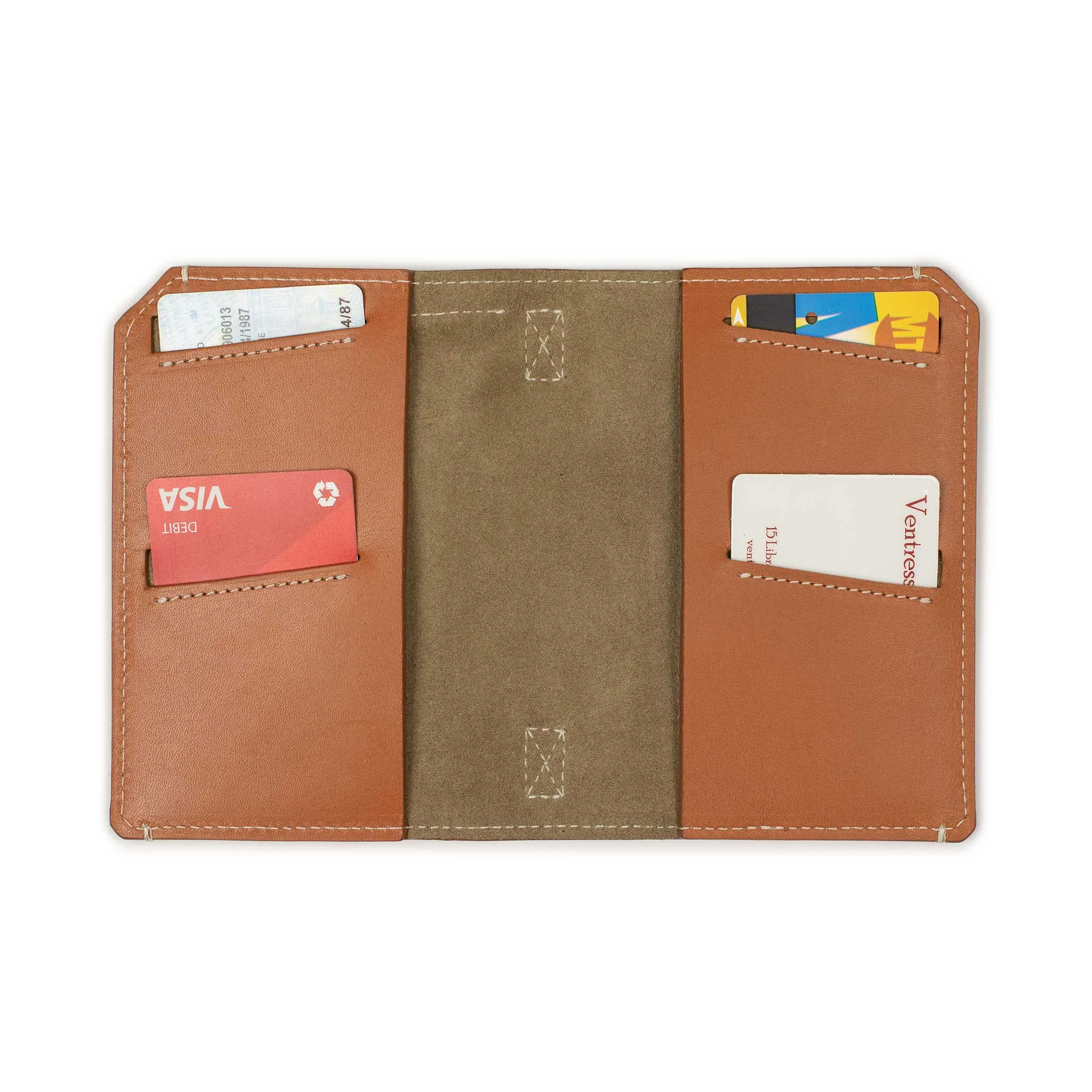 Papa passport wallet in tan veg tanned leather