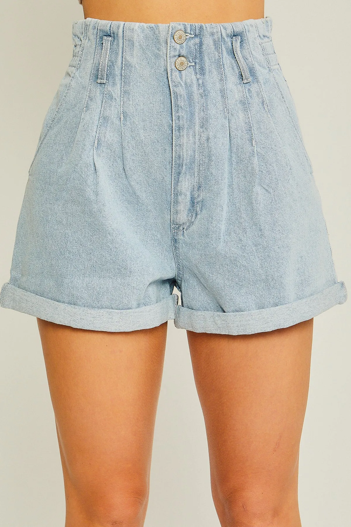 PAPER BAG WAIST DENIM SHORTS