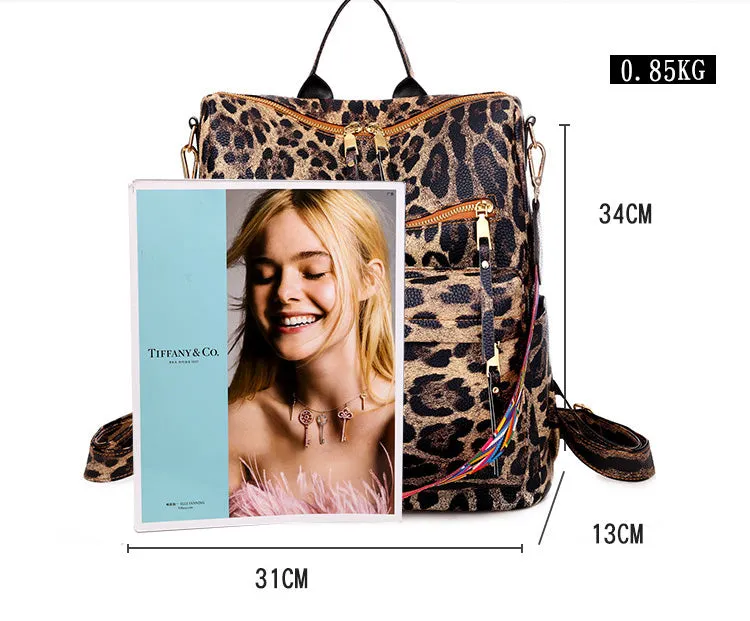 Paziye Fashion Leopard Backpack