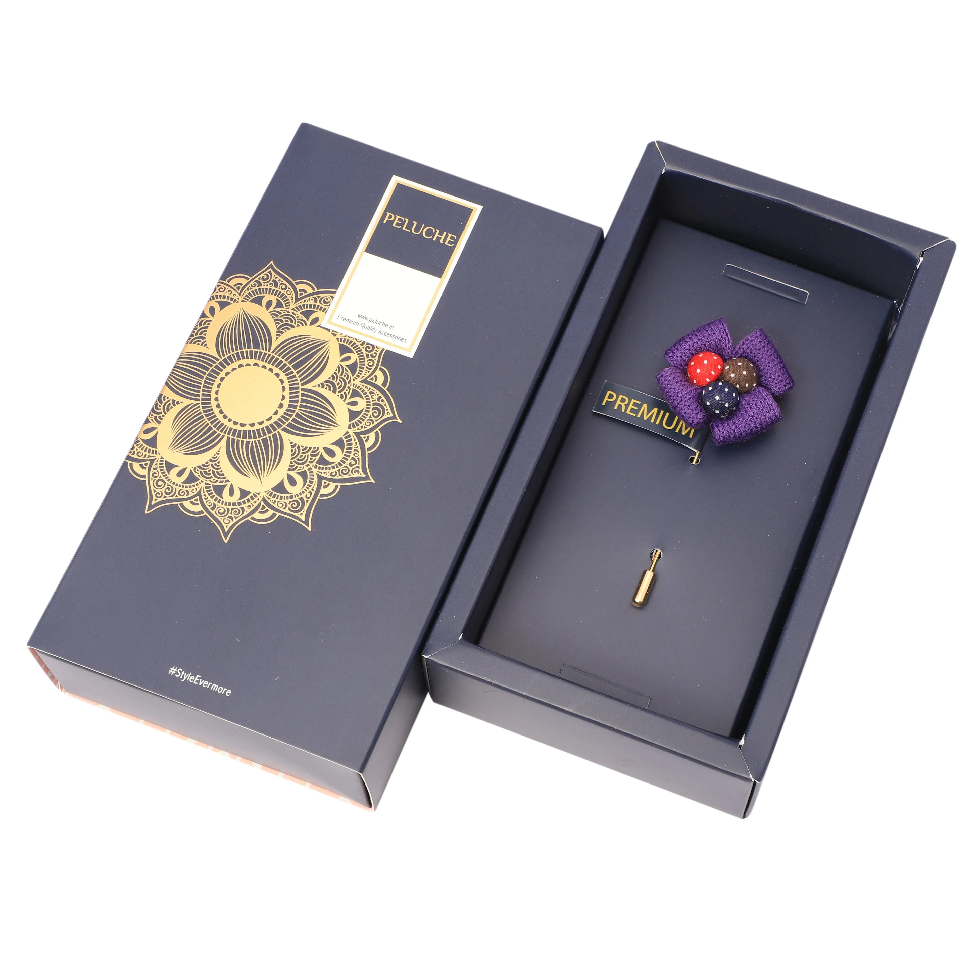 Peluche Alluring Purple Brooch For Men