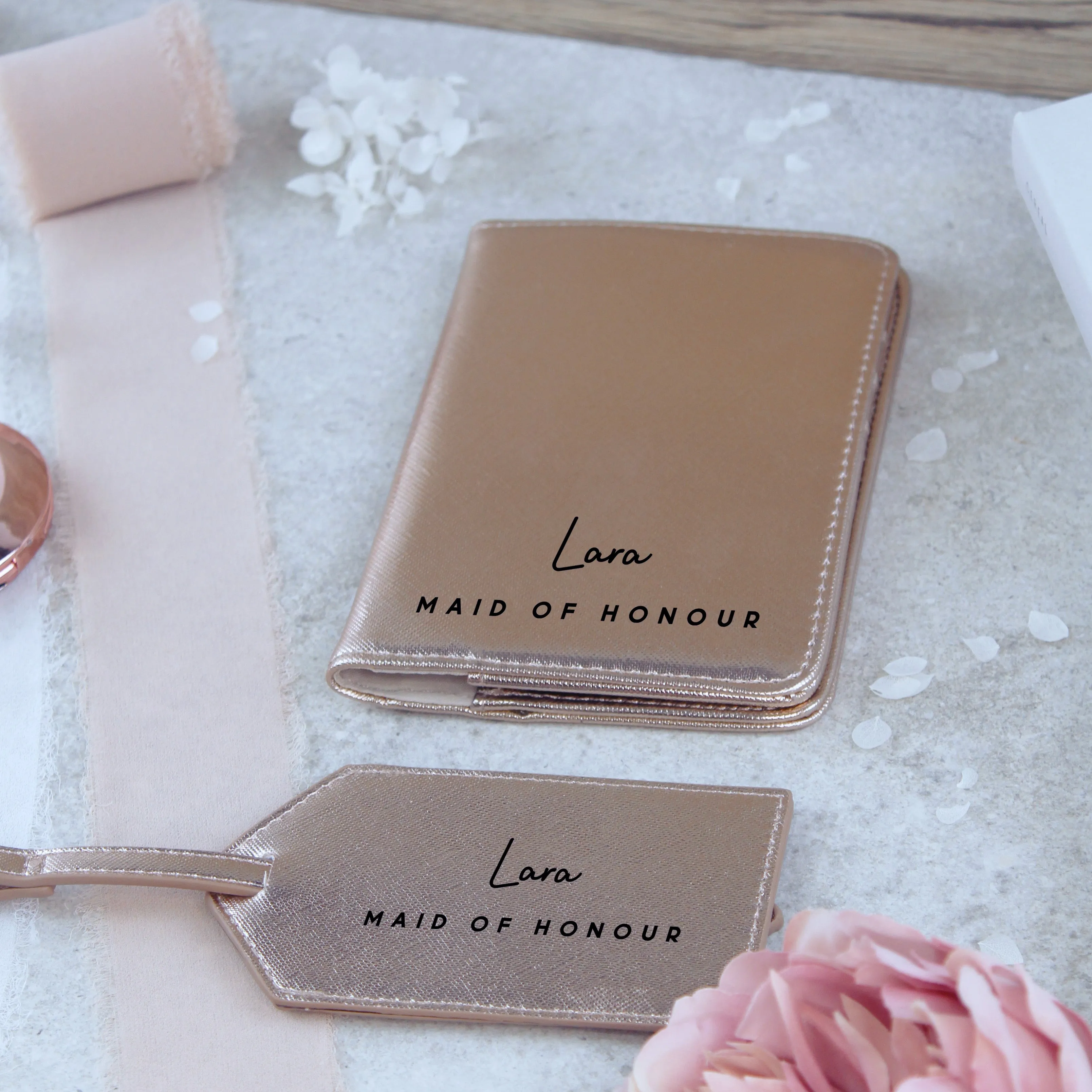 Personalised Wedding Role Passport Holder & Luggage Tag Travel Set